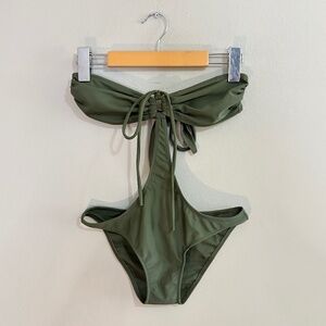 Lonely Planet Olive Green Tie-Up Monokini – Size Small EUC